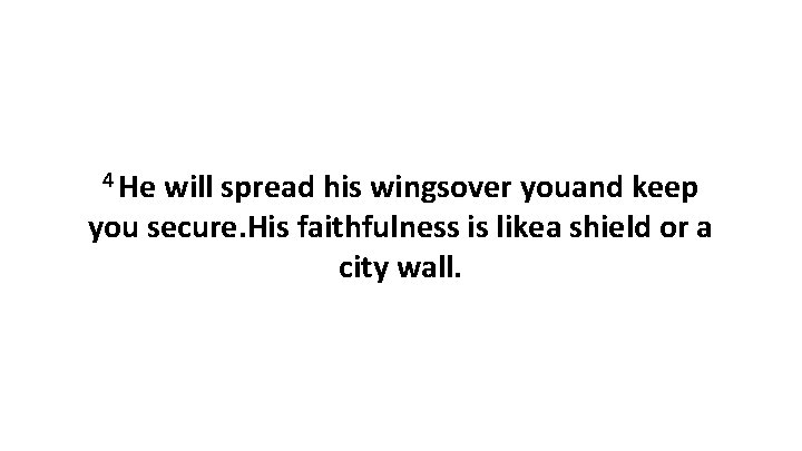 4 He will spread his wingsover youand keep you secure. His faithfulness is likea