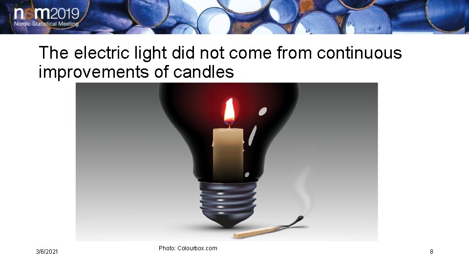 The electric light did not come from continuous improvements of candles 3/6/2021 Photo: Colourbox.