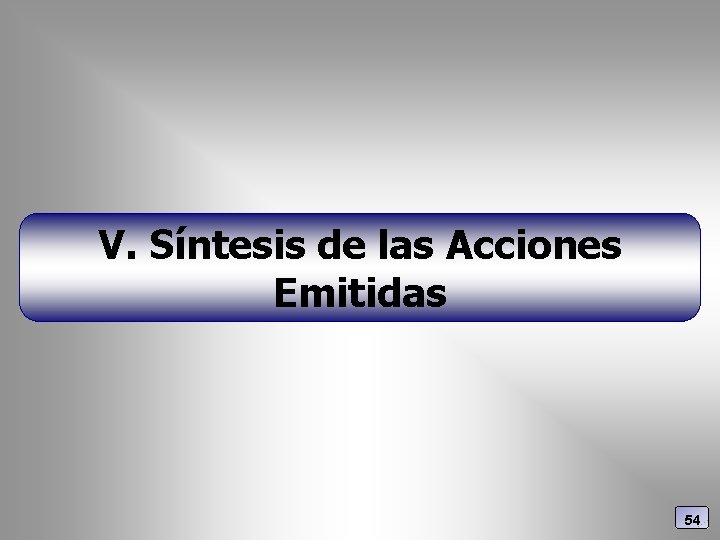 V. Síntesis de las Acciones Emitidas 54 