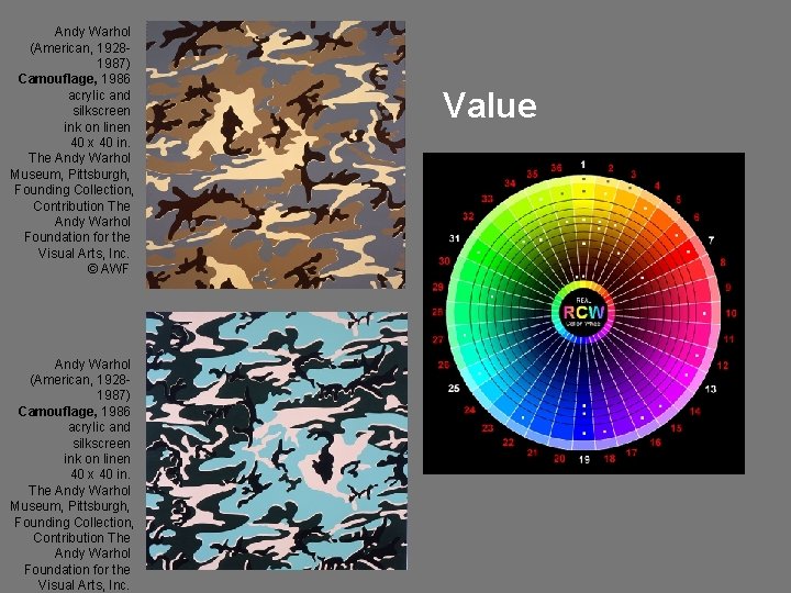 Andy Warhol (American, 19281987) Camouflage, 1986 acrylic and silkscreen ink on linen 40 x