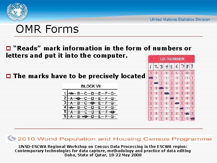 OMR Forms p “Reads” mark information in the form of numbers or letters and
