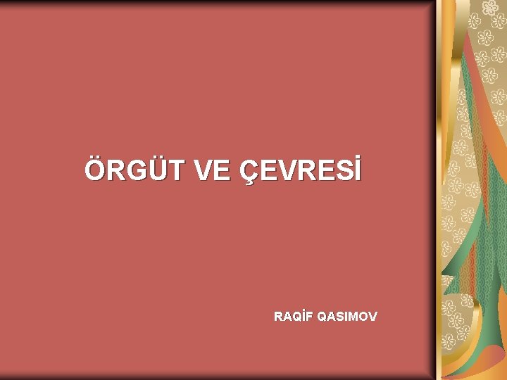 ÖRGÜT VE ÇEVRESİ RAQİF QASIMOV 