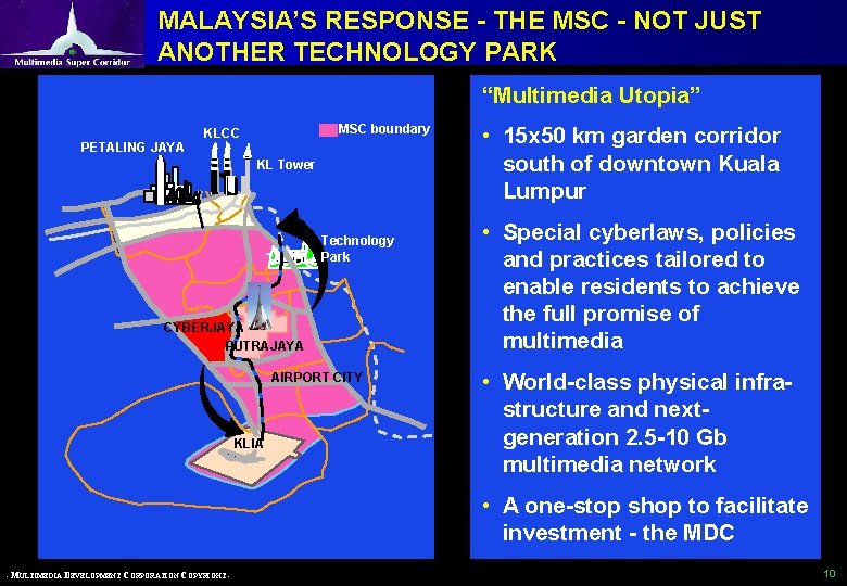 MALAYSIA’S RESPONSE - THE MSC - NOT JUST ANOTHER TECHNOLOGY PARK “Multimedia Utopia” PETALING MALAYSIA’S RESPONSE - THE MSC - NOT JUST ANOTHER TECHNOLOGY PARK “Multimedia Utopia” PETALING