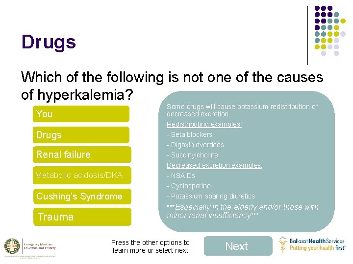 Drugs Which of the following is not one of the causes of hyperkalemia? Some
