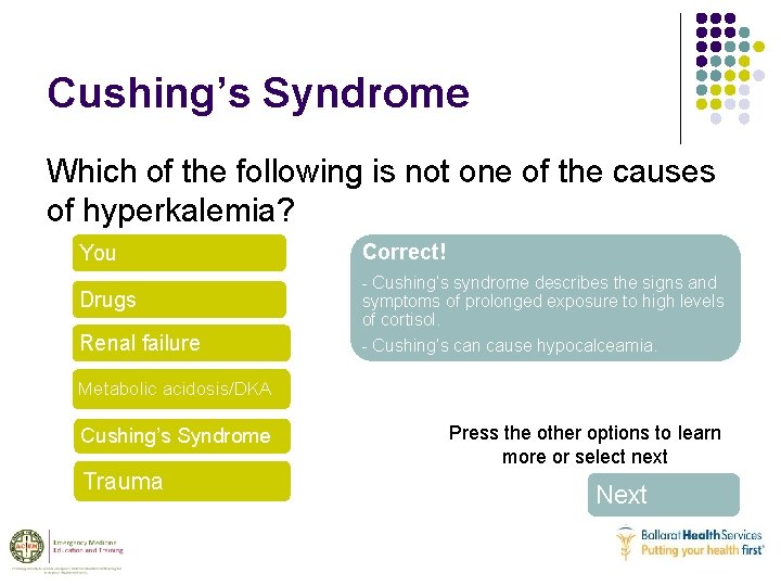 Cushing’s Syndrome Which of the following is not one of the causes of hyperkalemia?