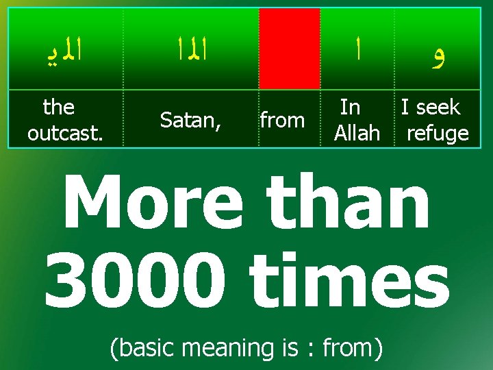 ﺍﻟ ﻳ the outcast. ﺍﻟ ﺍ Satan, ﺍ from ﻭ In I seek ﺍﻟ ﻳ the outcast. ﺍﻟ ﺍ Satan, ﺍ from ﻭ In I seek