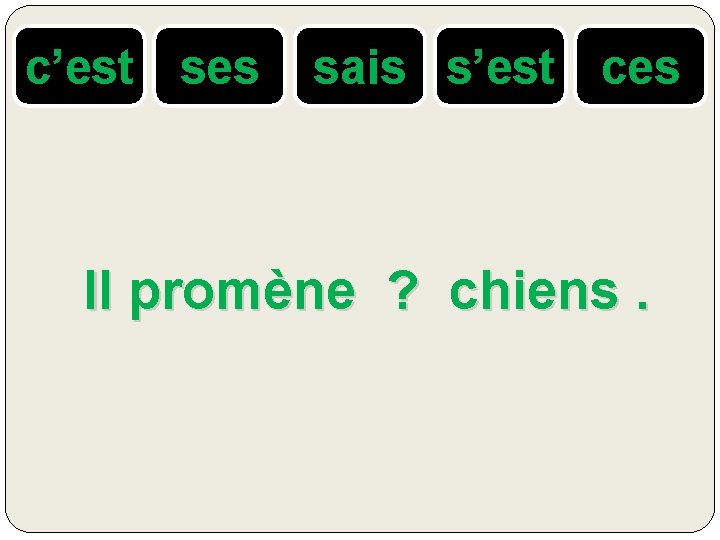 c’est ses sais s’est ces Il promène ? chiens. 