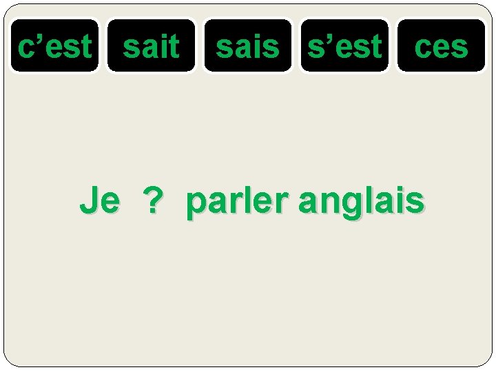 c’est sais s’est ces Je ? parler anglais 