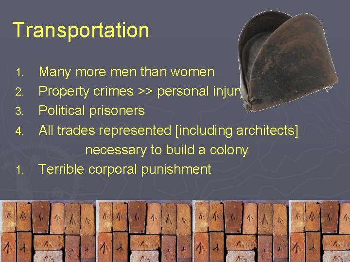 Transportation 1. 2. 3. 4. 1. Many more men than women Property crimes >>