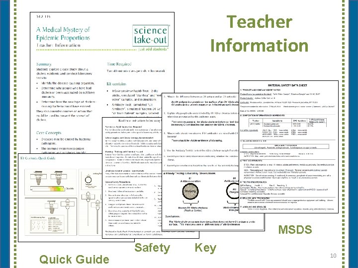 Teacher Information MSDS Quick Guide Safety Key 10 