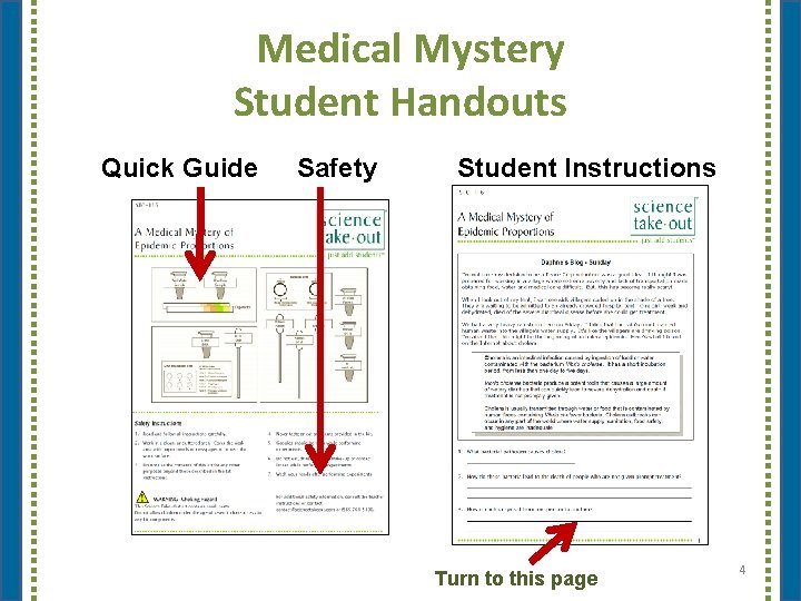 Medical Mystery Student Handouts Quick Guide Safety Student Instructions Turn to this page 4