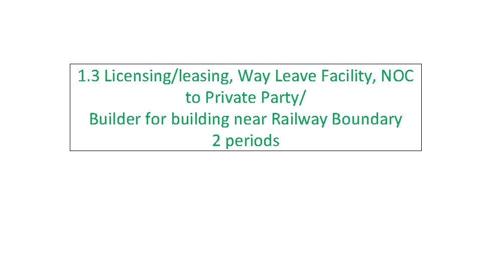 1. 3 Licensing/leasing, Way Leave Facility, NOC to Private Party/ Builder for building near