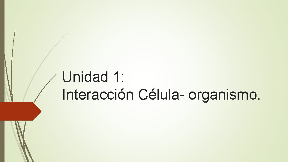 Unidad 1: Interacción Célula- organismo. 