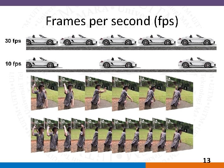 Frames per second (fps) 13 