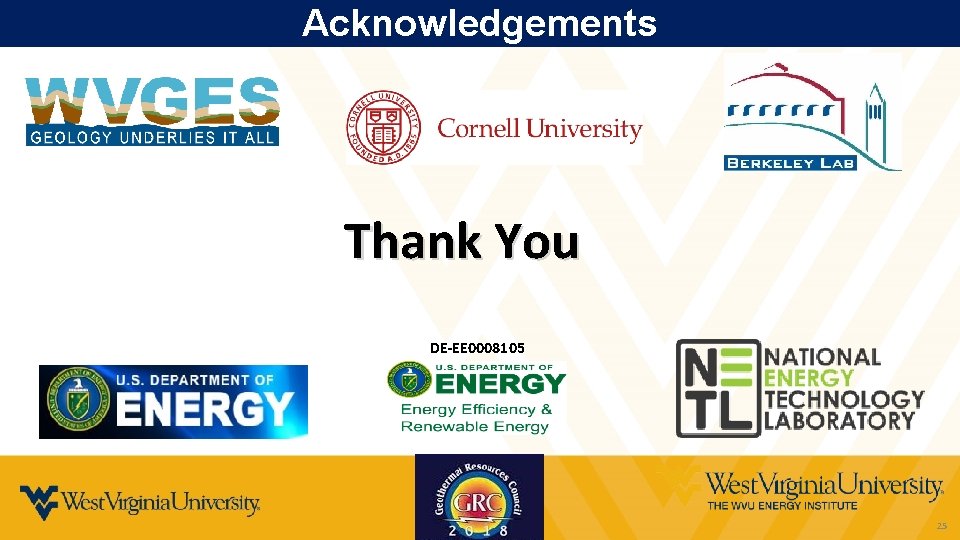 Acknowledgements Thank You DE-EE 0008105 25 