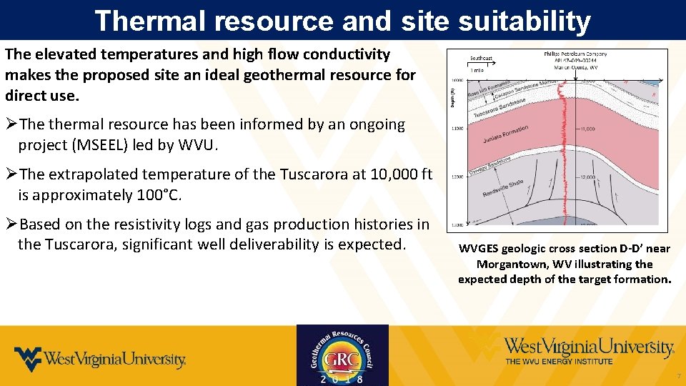 Thermal resource and site suitability The elevated temperatures and high flow conductivity makes the