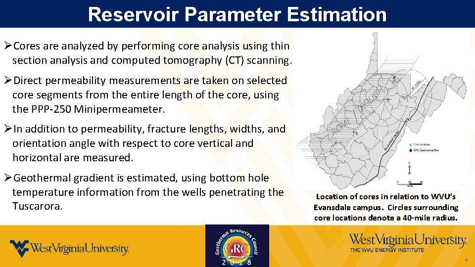 Reservoir Parameter Estimation ØCores are analyzed by performing core analysis using thin section analysis