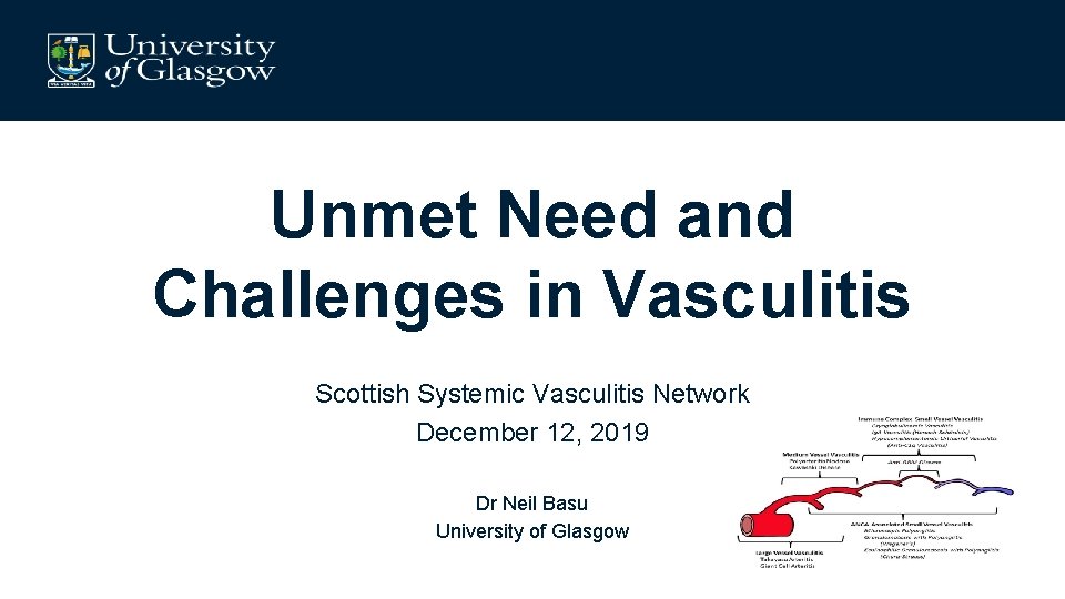Unmet Need and Challenges in Vasculitis Scottish Systemic Vasculitis Network December 12, 2019 Dr