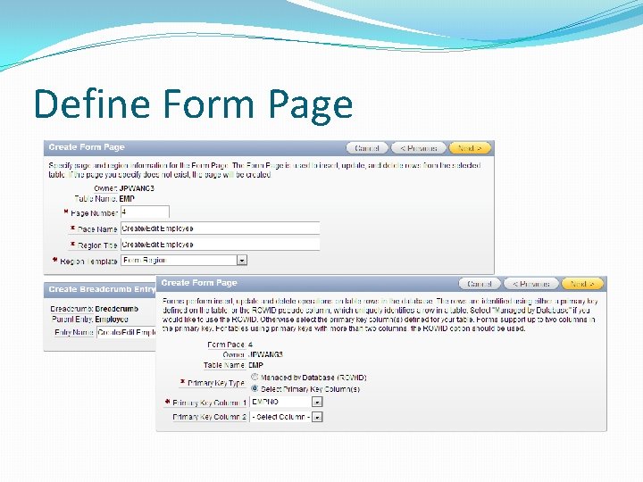 Define Form Page Define Form Page