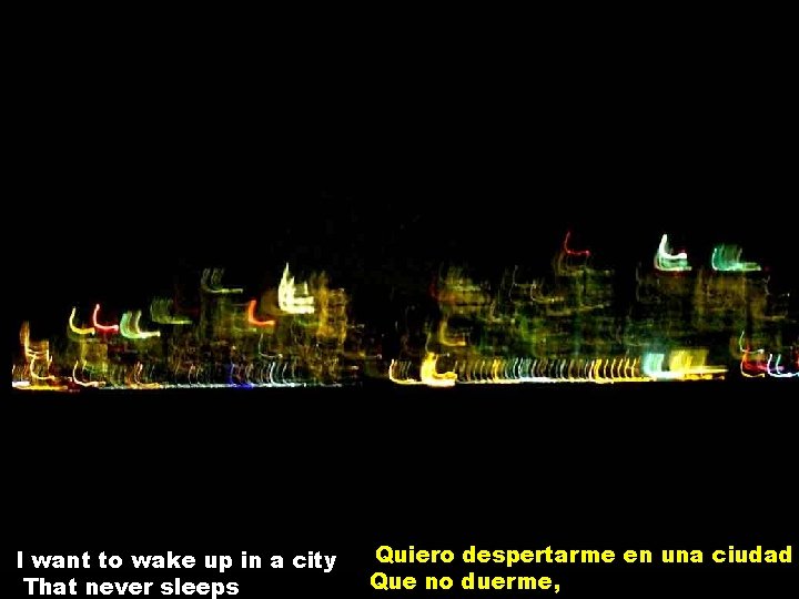 I want to wake up in a city That never sleeps Quiero despertarme en