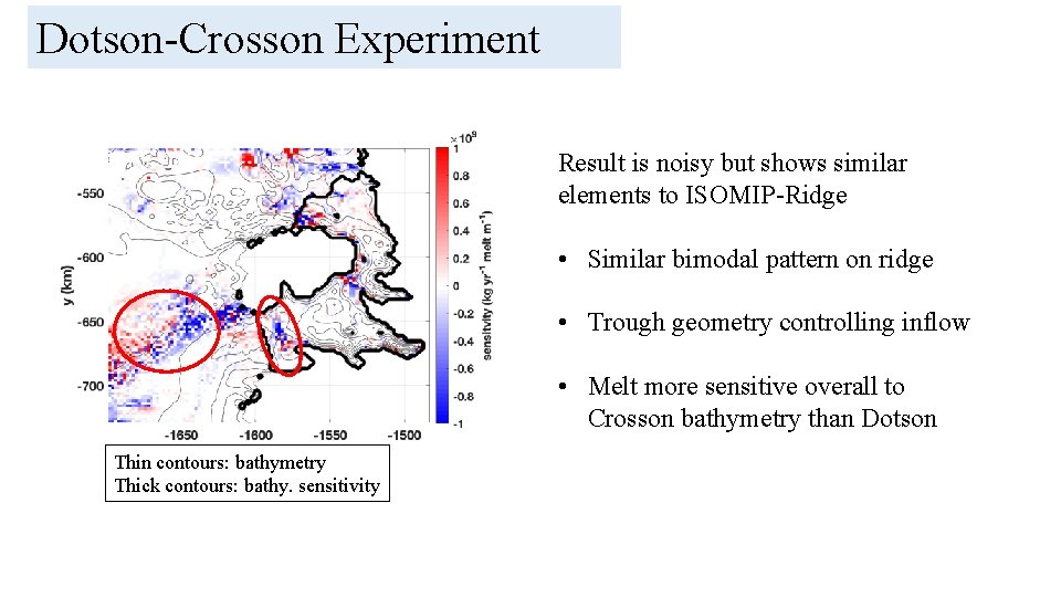 Dotson-Crosson Experiment Result is noisy but shows similar elements to ISOMIP-Ridge • Similar bimodal