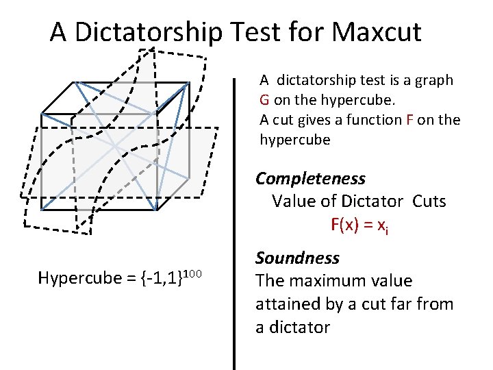 A Dictatorship Test for Maxcut A dictatorship test is a graph G on the