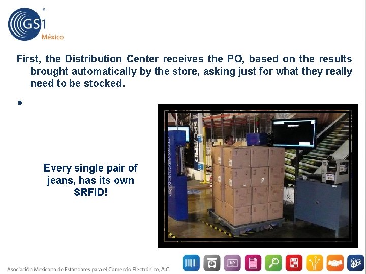 First, the Distribution Center receives the PO, based on the results brought automatically by
