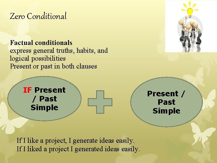 Zero Conditional Factual conditionals express general truths, habits, and logical possibilities Present or past Zero Conditional Factual conditionals express general truths, habits, and logical possibilities Present or past