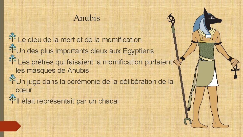 Anubis Le dieu de la mort et de la momification Un des plus importants