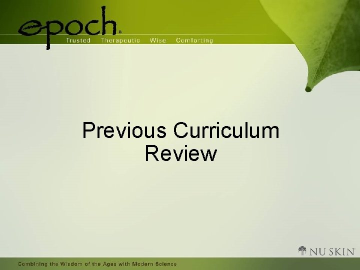Previous Curriculum Review 