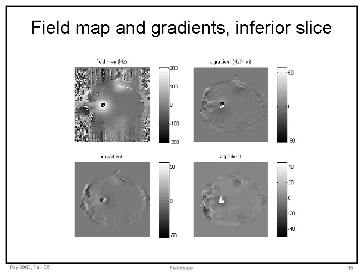 Field map and gradients, inferior slice Psy 8960, Fall ‘ 06 Fieldmaps 15 