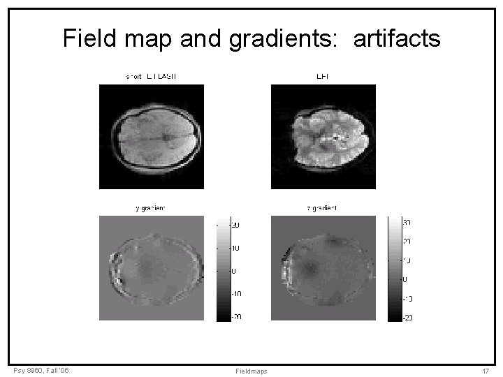 Field map and gradients: artifacts Psy 8960, Fall ‘ 06 Fieldmaps 17 