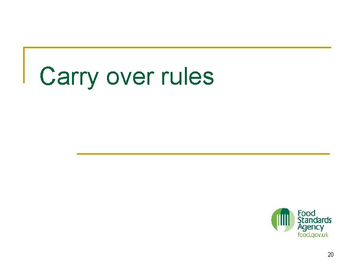 Carry over rules 20 Carry over rules 20