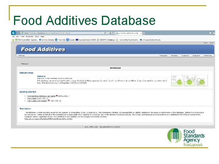 Food Additives Database n XXXXX 