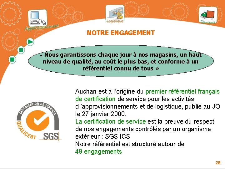 NOTRE ENGAGEMENT Nous garantissons chaque jour à nos magasins, un haut « niveau de NOTRE ENGAGEMENT Nous garantissons chaque jour à nos magasins, un haut « niveau de