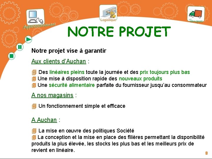NOTRE PROJET Notre projet vise à garantir Aux clients d’Auchan : 4 Des linéaires NOTRE PROJET Notre projet vise à garantir Aux clients d’Auchan : 4 Des linéaires