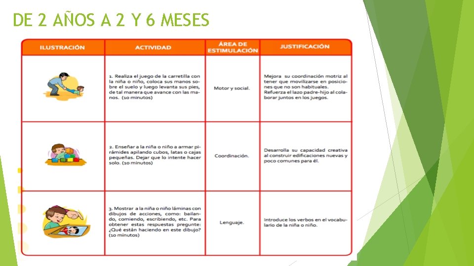 DE 2 AÑOS A 2 Y 6 MESES DE 2 AÑOS A 2 Y 6 MESES
