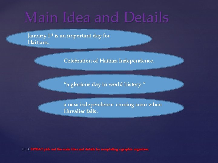 Main Idea and Details January 1 st is an important day for Haitians. Celebration