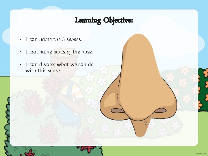 Learning Objective: • I can name the 5 senses. • I can name parts