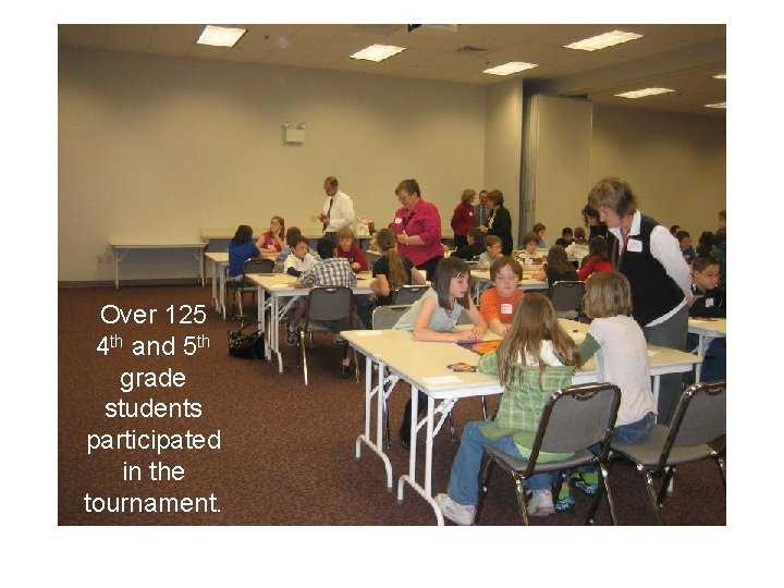 Over 125 4 th and 5 th grade students participated in the tournament. 