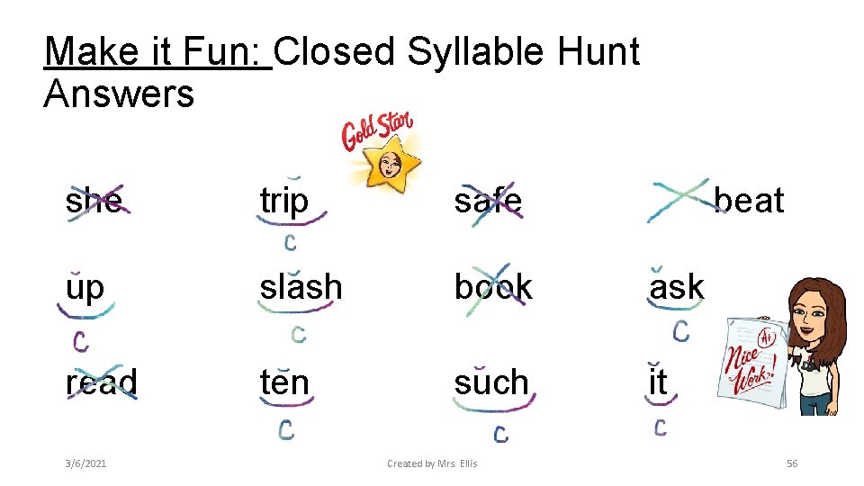 Make it Fun: Closed Syllable Hunt Answers she trip safe up slash book ask