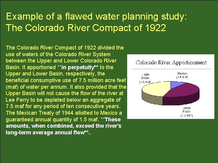 Example of a flawed water planning study: The Colorado River Compact of 1922 divided