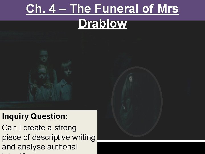 Ch. 4 – The Funeral of Mrs Drablow Inquiry Question: Can I create a