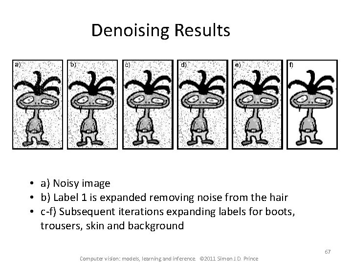 Denoising Results • a) Noisy image • b) Label 1 is expanded removing noise