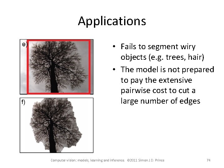 Applications • Fails to segment wiry objects (e. g. trees, hair) • The model