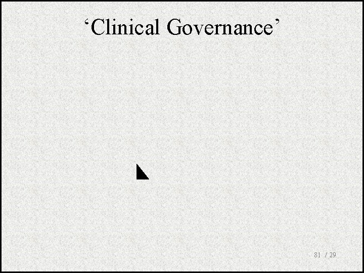 ‘Clinical Governance’ 81 / 29 