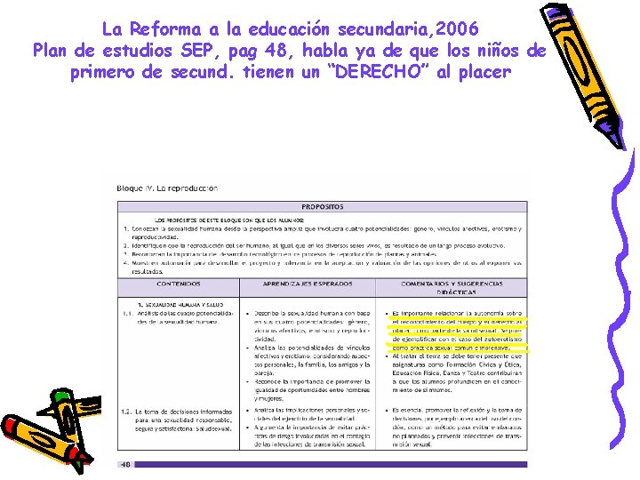 La Reforma a la educación secundaria, 2006 Plan de estudios SEP, pag 48, habla