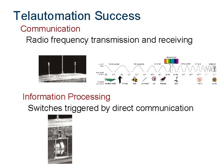 Telautomation Success Communication Radio frequency transmission and receiving Information Processing Switches triggered by direct