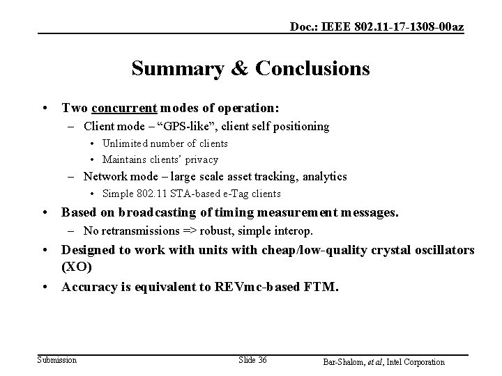 Doc. : IEEE 802. 11 -17 -1308 -00 az Summary & Conclusions • Two Doc. : IEEE 802. 11 -17 -1308 -00 az Summary & Conclusions • Two