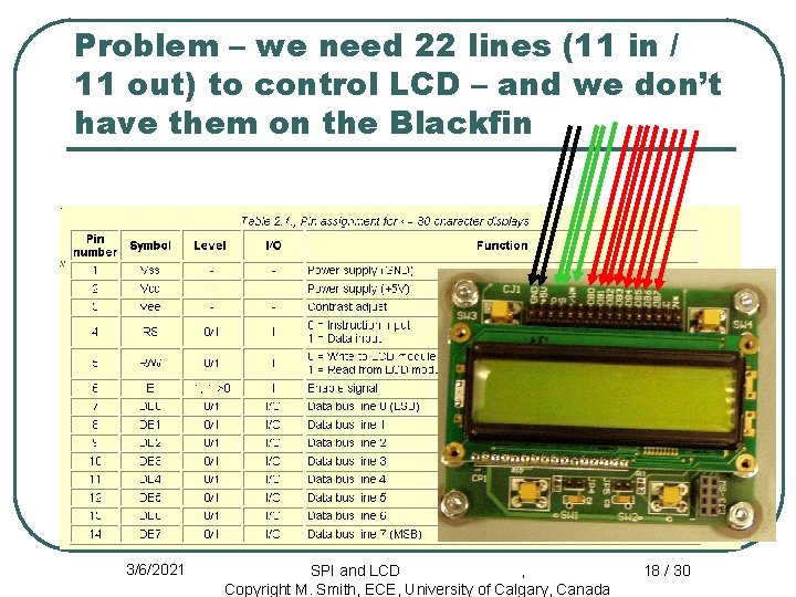 Problem – we need 22 lines (11 in / 11 out) to control LCD